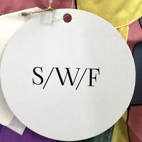 SWF Cuixmala Wrap Maxi Skirt M High Waist Pastel Check Geometric Cotton A-Line - Picture 7 of 10